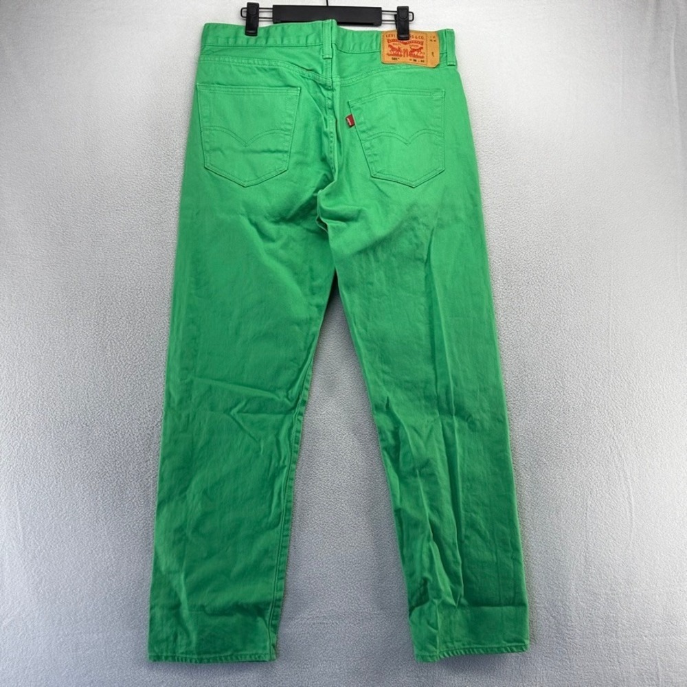 Levis Jeans Mens 36x32 Green 501xx Straight Leg Denim Cotton Button Fly Red Tab